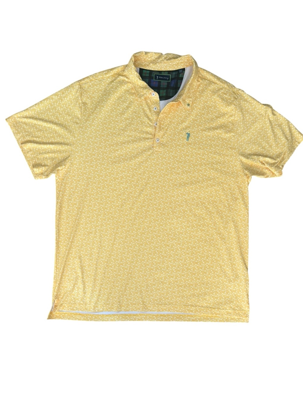William Murray Polo Golf Shirt Men’s Size XL Yellow Martini Pattern